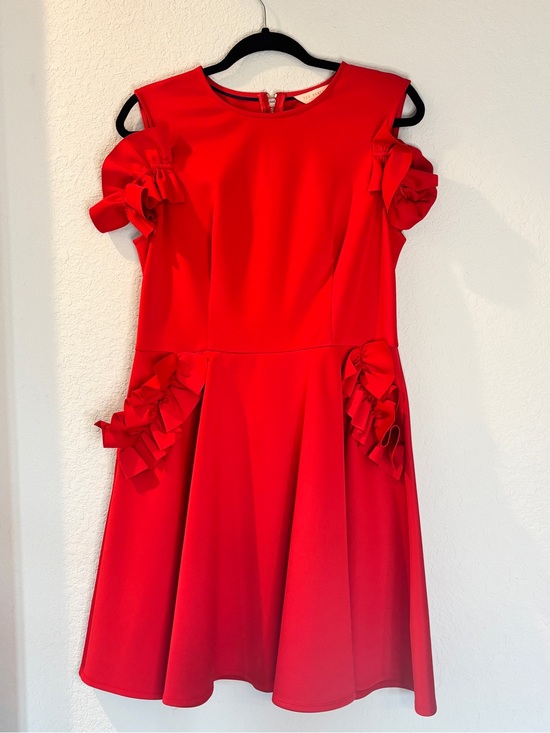 Ted Baker Dresses & Skirts - Ted Baker Bright Red Ruffle Sleeve Fit-and-Flare Dress